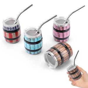 lot 8393 image: Funny Shot Glasses Set with Straw 3 oz, Wine Barrel Shaped Novelty Mini Shot Glasses, Ideal White Elephant Gift for Shot Fun, Parties, Funny Gifts for Adults, 4 Pack