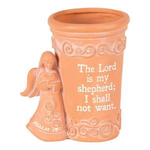 lot 8397 image: Dicksons Lord is My Shepherd Brown 5 x 4 Inch Resin Flower Planter Pot