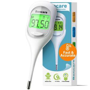 lot 8403 image: Boncare 9 Seconds Basal Body Thermometer for Ovulation, Oral Thermometer for Adults and Kids - Accurate Rectal Thermometer for Baby, with Fever Alarm and Large Display, FSA HSA Eligible (Rice-White)