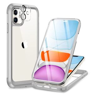 lot 8408 image: Miracase Glass Series Designed for iPhone 11 Case 2023 Upgraded Full-Body Rugged Bumper Case with Built-in 9H Tempered Glass Screen Protector and Camera Protector (Lavender Grey)