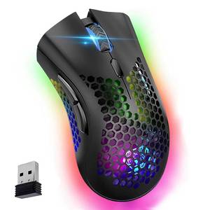 lot 8415 image: VEGCOO Wireless Gaming Mouse, C23 Silent Click Wireless Rechargeable Mouse with Colorful LED Lights and 3 Level DPI 400mah Lithium Battery for Laptop and Computer (Black)