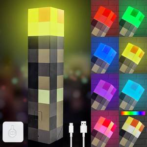 lot 8421 image: AIDYVOI Light-up Wall Torch Lamp, 7-Color Night Light, USB Rechargeable Night Lamp, Hand Held & Wall Mountable Table Light, Costume Cosplay Nightstand Lamp for Room Decor for Boys, Brown