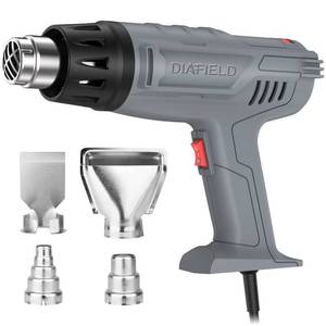 lot 8423 image: DIAFIELD 1850W Heat Gun 10 Variable Temperature Settings 1121202 � 44 - 650), Fast Heat Hot Air Gun, Durable &amp Overload Protection, with 4 Nozzles for Shrink Wrap, Vinyl, Crafts, Epoxy Resin(5.9FT)