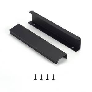 lot 8424 image: Satanga Edge Black Finger Pull for cabinets Kitchen Concealed Drawer pulls Aluminum Flat Hidden Back Mount Door Handle for Home 10Pack Modern 6.3 Hole Center Easy Installation