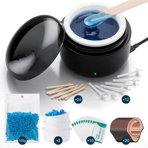 lot 8426 image: Nose Wax Kit - Portable Wax Warmer for Hair Removal with 100g Wax, 24 Applicators, 12 Nose Hair Sticks 3 Silicone Pots, Wax Melt Warmer Waxing Kit for Women and Men - Black