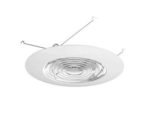lot 8438 image: NICOR Lighting 6 inch White Recessed Shower Trim with Glass Fresnel Lens (17502)