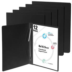 lot 8439 image: gisgfim 12 Pcs 8 x 10.5 Pressboard Report Cover 3 Capacity Prong Clip Report Cover Metal Prong Fastener with Compressor Letter Size Presentation Report Folder for Bind Proposal Document