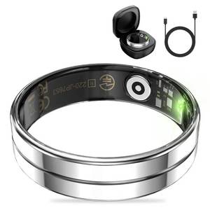 lot 8443 image: HitTopss Smart Ring, Ultra Thin Fitness Tracking Smart Ring with CaloriesHeart RateBlood OxygenSleep Monitoring, 5ATM Waterproof, No APP Subscription (Silver, Ultra Thin-9#)