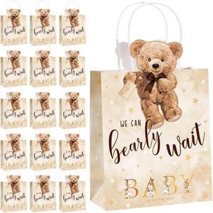 lot 8456 image: Tinlade 16 Pcs Bear Baby Shower Bags Paper Party Bags with Handles Baby Shower Favor Decorations for Guests Presents Supplies