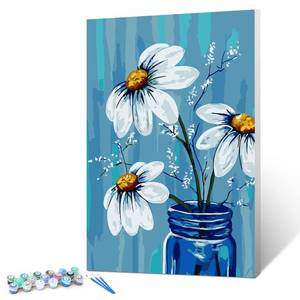 lot 8468 image: Ginkko Paint by Numbers for Adults Beginner & Kids Ages 8-12 with Wooden Frame Easy Acrylic on Canvas 9x12 inch with Paints and Brushes, vase Flower(Include Framed)