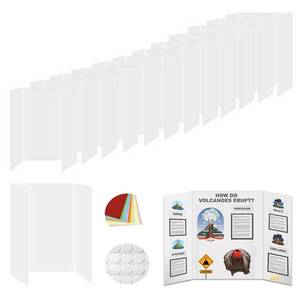 lot 8471 image: 10 Packs Medium Trifold Poster Boards 26x16.5 inches,White Corrugated Presentation Boards with Double Sided Tapes and Cardboard,Display Boards for School Craft Project Supplier,Exhibitions,Workshops