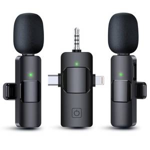 lot 8503 image: PQRQP 3 in 1 Wireless Microphones for iPhone, Android, Camera, Wireless Lavalier Microphone, Mini Microphone, Noise Canceling Lapel Mic for Interview Video Podcast Vlog YouTube