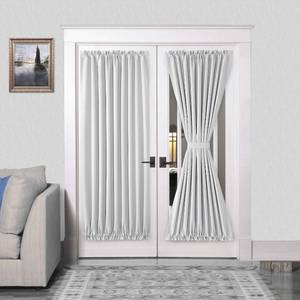 lot 8515 image: DWCN French Door Curtains Rod Pocket Thermal Blackout Curtain for Doors with Glass Window, Kitchen and Patio Doors for Privacy, 54 X 72 Inches Long, 1 Curtain Panel with Tieback, Greyish White