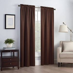 lot 8525 image: Eclipse Canova Thermal Insulated Single Panel Rod Pocket Darkening Curtains for Living Room, 42 in x 95 in, CHOCOLATE