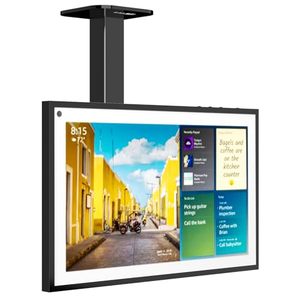 lot 8527 image: WALI Under Cabinet Mount for Echo Show 15, 360 Degree Rotation Mounting Bracket, Tilt Swivel for Alexa Echo Show 15, Holds up to 5.5lbs (ECS003), Black