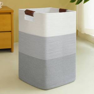 lot 8537 image: SIXDOVE Laundry Hamper 96L Extra Large Laundry Basket, Woven Blanket Basket, Cotton Woven Storage Hamper with Handles for Living Room, Large Baskets for Pillows, Blankets, Clothes-Gradient Grey