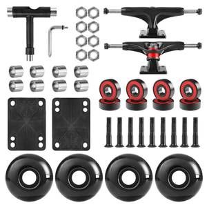 lot 8541 image: AXDT Skateboard Wheels Set,Include Skateboard Trucks, Skateboard Wheels 52mm, Skateboard Bearings, Skateboard Pads, Skateboard Hardware 1 (Black Truck & Black Wheel)