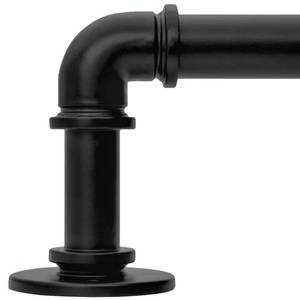 lot 8545 image: WORLD RODS Industrial Curtain Rods for Windows 18 to 88 Inch, 1 Inch Blackout Wrap Around Drapery Rods, Adjustable Farmhouse Curtain Pole, Wall or Ceiling Mounted, for Living Room Patio, Black
