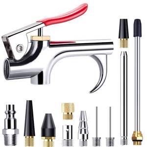 lot 8555 image: 13 Pcs 2-Way Connection Air Nozzle Blow Gun Set, Air Nozzle Kit with 14 in Standard Quick Fitting and 8 Air Nozzles, Air Compressor Accessories for Air Inflation and Dedusting