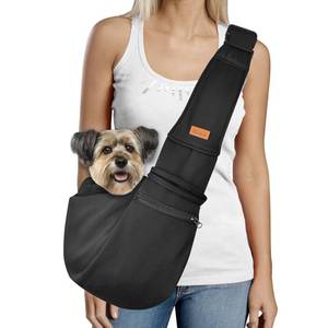 lot 8556 image: CUBY Dog and Cat Sling Carrier - Small Dog Carrier Sling with Adjust Strap & Zip Pocket, Hands Free Soft Dog Slings for Small Dogs Cats Puppy Pets Outdoor Travel Safety Purse Bag (Black)