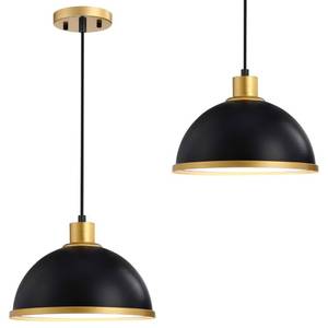 lot 8560 image: 2 Pack Hanging Indoor 10 Gold Pendant Ceiling Light Fixtures Black Finish for Bar Dining Room Corridor Living Room Kitchen Island Bedside
