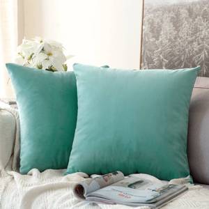 lot 8568 image: MIULEE Pack of 2, Velvet Soft Solid Decorative Square Throw Pillow Covers Set Cushion Case for Spring Sofa Bedroom Car 18x18 Inch 45x45 Cm Aqua Green