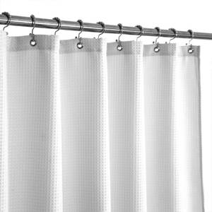 lot 8578 image: Barossa Design Waffle Weave White Shower Curtain Hotel Luxury Quality, Fabric Shower Curtains for Bathroom, Pique Pattern Cloth, Water Repellent and Machine Washable, Standard Size 71 x 72