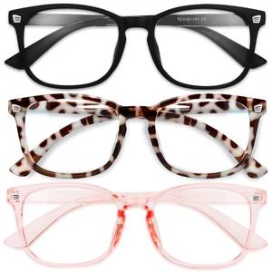 lot 8579 image: Gaoye Stylish Blue Light Glasses for Woman - Computer Glasses 99% Blue Light Blocking - Lightweight TR90 Frames - 3 pack