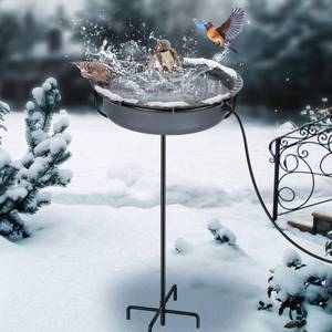 lot 8583 image: Saillong Heated Bird Bath, 75W Birdbath Water Heater with Thermostatically Controlled, Bird Bath Deicer Bird Feeder for Winter Outdoor Garden Yard Patio Lawn, 3.94F Cord(Freestanding Style)