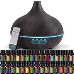 lot 8596 image: Aroma Diffiser with Essential Oils Set, 550 ML Essential Oil Diffuser with Remote, Ultrasonic Technology Aromatherapy Diffusers Auto Shut-Off for Office, Home