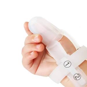 lot 8597 image: Baby Sucking Thumb Protector Thumb Sucking Stopper Finger Guard Silicone Adjustable Finger Protector Biting Teether for Baby Infant (Transparent)