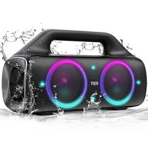lot 8601 image: Speakers, YIER 80w (Peak) Portable Wireless Speaker with Lights, Stereo Loud Sound, IP67 Waterproof, Deep Bass Outdoor Speakers Bluetooth 5.0 Dual Pairing for Home Party Beach Camping, Gifts - Retail $77.21