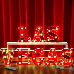 lot 8611 image: Aurelema Las Vegas Light up Letters Sign Party Decorations Battery Powered Marquee Lighted Sign LED Alphabet Letter Lights for Night Party Tabletop Decor Supplies