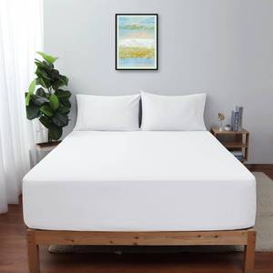 lot 8614 image: King Size Fitted Sheet Only White, 100% Egyptian Cotton 600 Thread Count, 16 Deep Pocket Premium Cotton Mattress Sheet (1 Bottom Sheet Only)