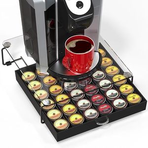 lot 8620 image: DecoBrothers Crystal Tempered Glass Holder Drawer for 36 Coffee Pods Storage, Black