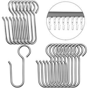 lot 8629 image: Jetec Metal Curtain Track Hooks S Shaped Small Curtain Metal Drape Wire Hooks for Ceiling Drape Track
