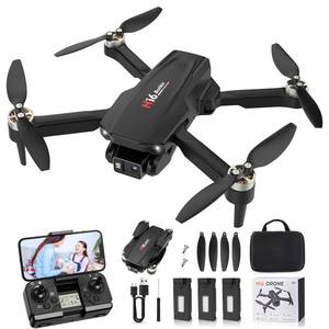 lot 8639 image: Drone with Camera, 1080P HD FPV Drones with Camera, Foldable RC Quadcopter Helicopter Toys for Boys Girls, Altitude Hold, Headless Mode, One Key Start, 3 Batteries, Black