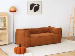 lot 21984 image: N&V Giant Bean Bag Sofa Foam Filled Floor Loveseat Twin Size with Armrests Removable and Machine Washable Cover for Adults Teens to Gaming, Reading, and Watching TV - Retail $255.32