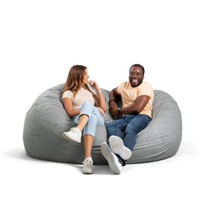 lot 23012 image: Big Joe Fuf XXL Foam Filled Bean Bag Chair with Removable Cover, Fog Lenox, Durable Woven Polyester, 6 feet Giant - Retail $187.61