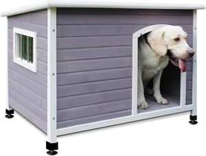 lot 23015 image: 44 Waterproof Large Dog Houses Outdoor Indoor, Wooden Dog Houses Outside with Window Dog House for Small to Large Sized Dogs-Blue