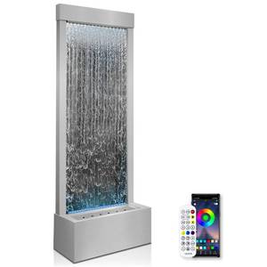 lot 23037 image: LONGRUN 48 Mirror Waterfall  Indoor Water Fountain with 7-Color LED Lights  Stainless Steel Self-Contained Waterfall Fountain for Home Decor  Large Indoor Water Feature Kit Mirrored Silver - Retail $419.19