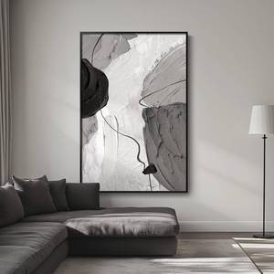 lot 23038 image: Extra Large Framed Black and White Abstract Vertical Wall Art for Living Room, Modern Big Canvas Paintings Prints Artwork for Walls, Minimalist Grey White Pictures for Hallway Stair Office Wall Decor 40x60 Inch - Retail $179.39