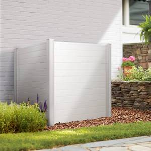lot 23040 image: Elevens 48 W X 48 H Privacy Screen Outdoor Privacy Fence Panels for Air Conditioner and Trash Can, Vinyl Privacy Fence, Privacy Screen Kit (2 Panels-White) (A-YP01001-VC-USAM026) - Retail $95.3