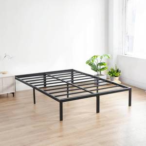 lot 23043 image: Olee Sleep 18 Inch Heavy Duty Steel Slat Anti-Slip Support, Easy Assembly Platform Bed Frame, Noise Free Steel Mattress Foundation, Maximum Storage, No Box Spring Needed, Black, King Size