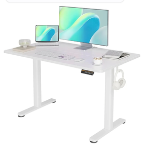 lot 23048 image: YDN Electric Standing Desk, Adjustable Height Desk 48x24 Inchs Stand up Desk, Sit Stand Home Office Desk with Splice Board, White Top