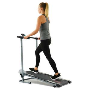 lot 23060 image: Sunny Health & Fitness Non Powered Manual Treadmill Compact Foldable & No Electricity Required SF-T1407M - Retail $249