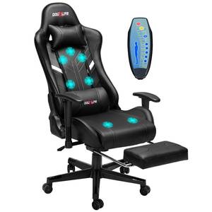 lot 23062 image: Douxlife 7-Point Massage Gaming Chair, 175° Gaming Recliner with Footrest Ergonomic Computer Gaming Office Chair High Back Video Game Chair with Lumbar Support, Upgraded Version Black - Retail $195.92