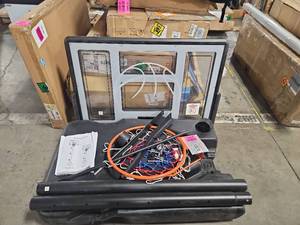 lot 23076 image: Yohood Basketball Hoop Outdoor 10ft Adjustable, Portable Basketball Hoop Goal System for Kids Youth and Adults in BackyardDrivewayIndoor, 44 Inch Shatterproof Backboard and Larger Base