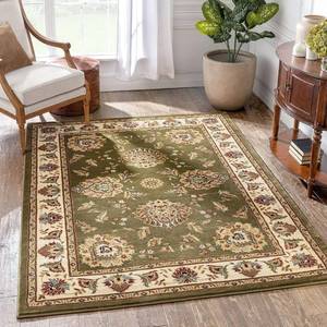 lot 28205 image: Well Woven Sultan Sarouk Ivory Floral Oriental Formal Traditional (92 X 126) Area Rug Oversized Stain Fade Resistant Contemporary Floral Thick Soft Plush Mansion Great Living Dining Room Rug