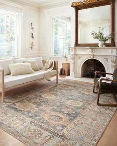 lot 28314 image: Loloi Margot Collection 7-6 x 9-6 Area Rug in OceanSpice - Thick Low Pile Area Rug, No-Shed Easy Clean Large Patterned Area Rug for Living Room, Bedroom, Dining Area